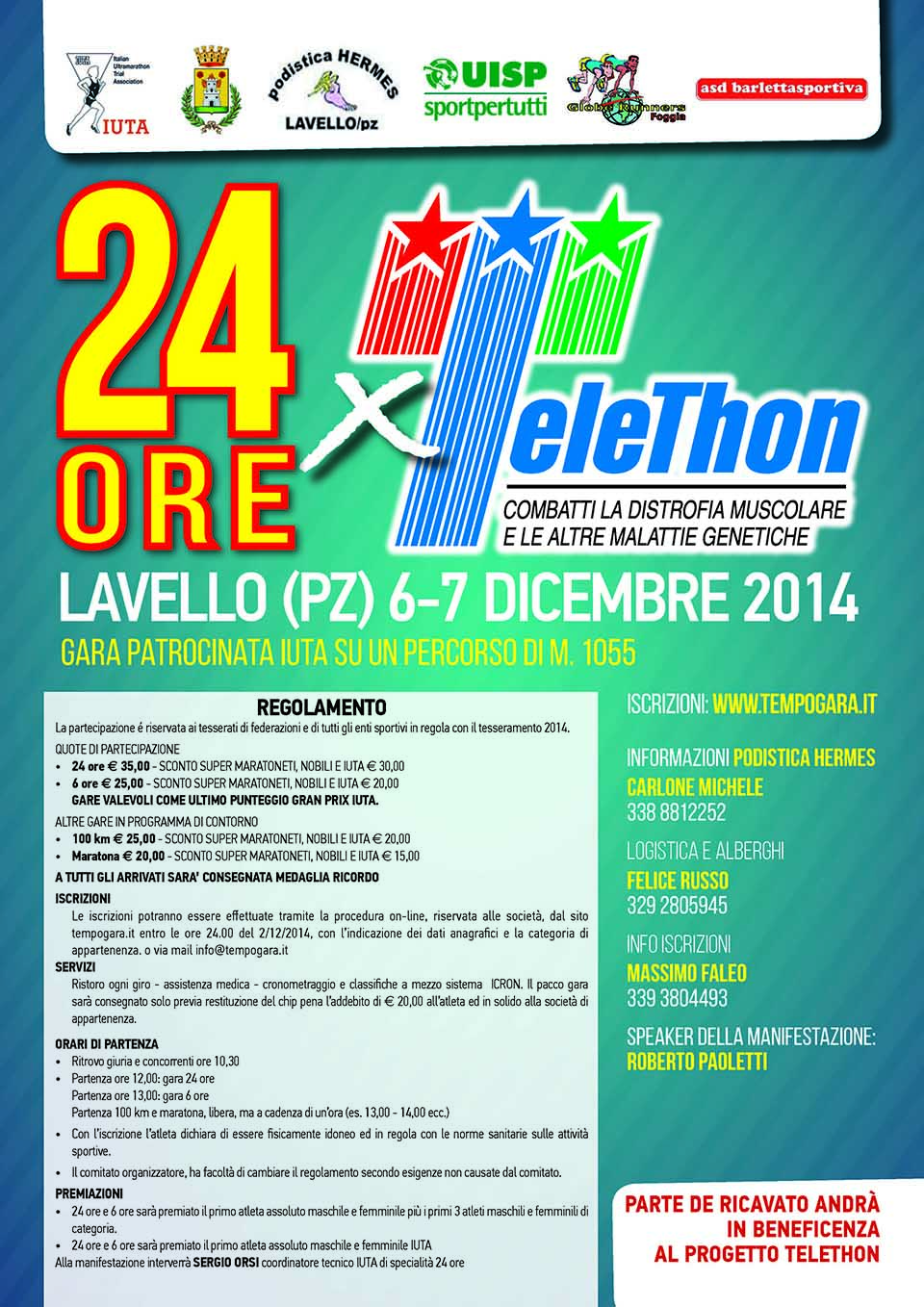 24 ore TELETHON regolamento