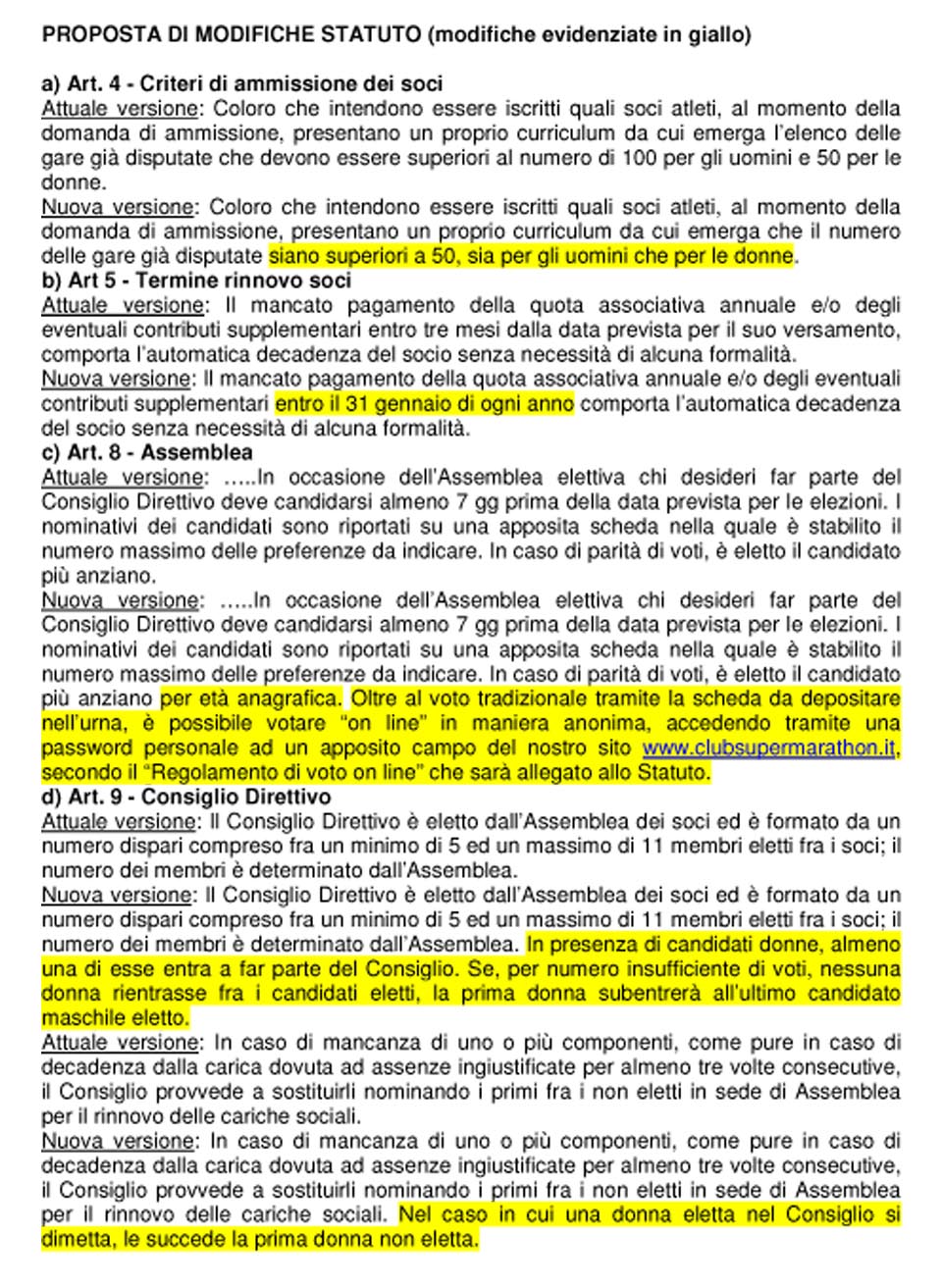 Modifiche Statuto