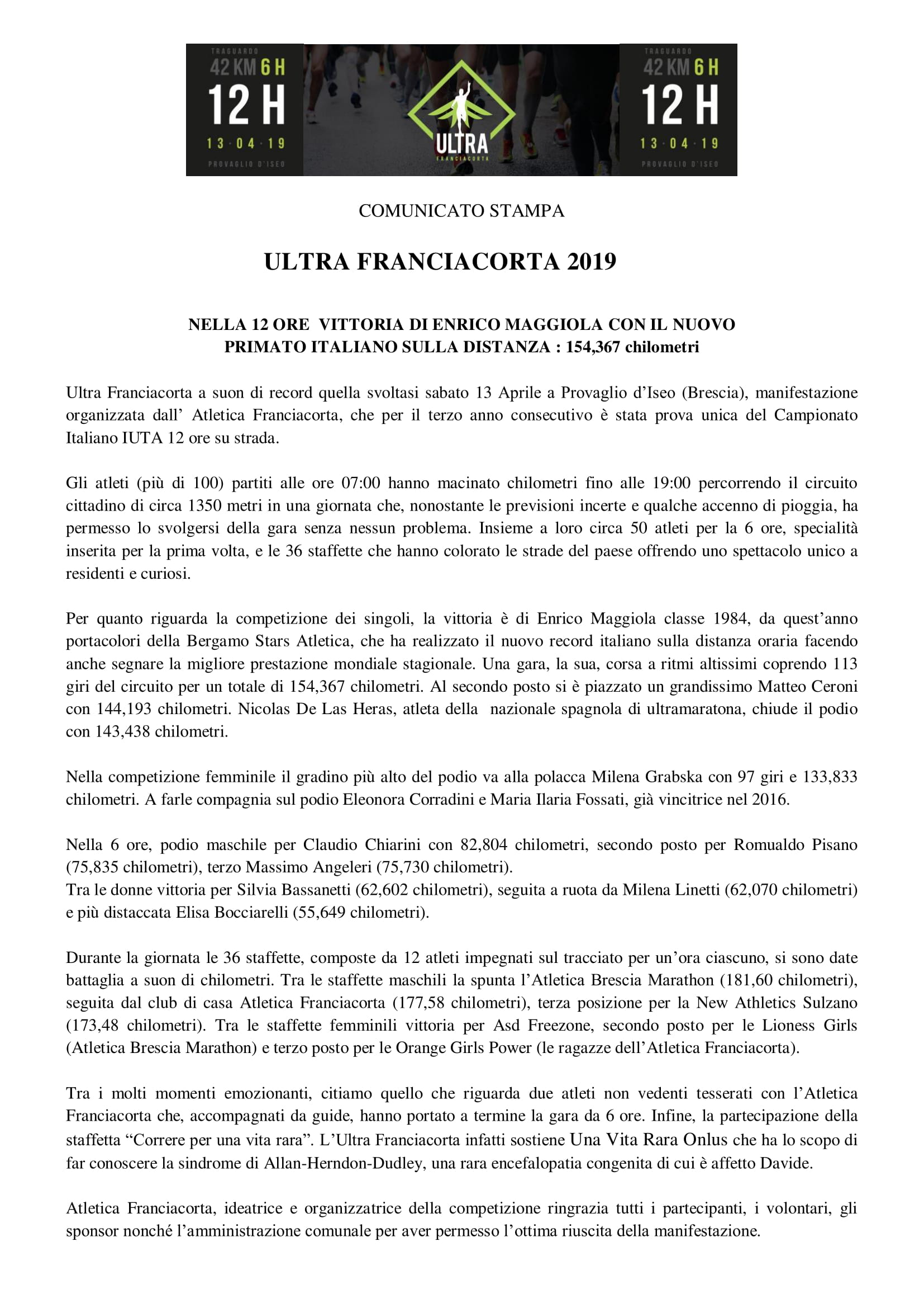 COMUNICATO STAMPA RISULTATI 2019 1