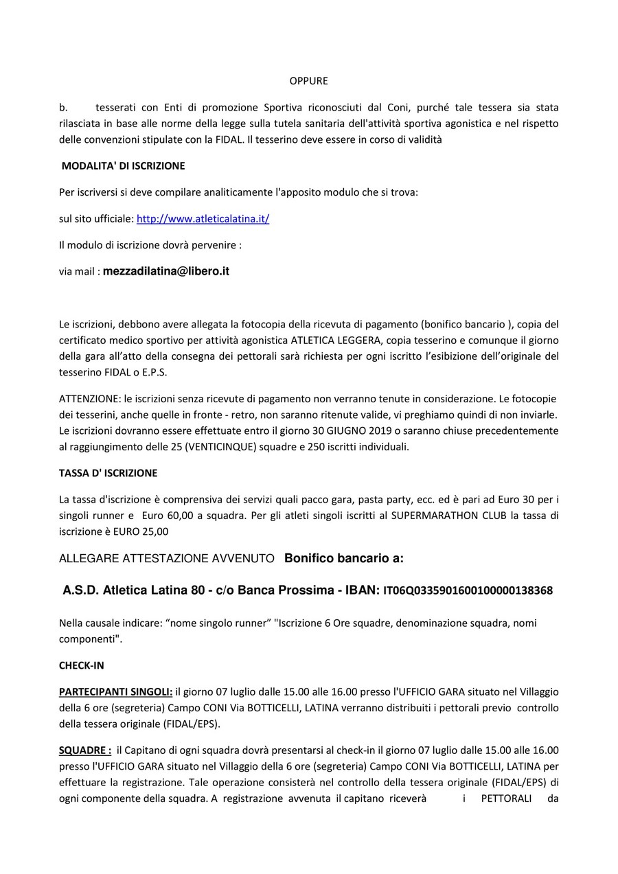 Regolamento 6h Free 2